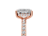 Rose gold Emerald Cut Diamond Pavé Band Ring with Four-Prong Setting_45