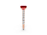 Rose gold Emerald Cut Diamond Pavé Band Solitaire Ring with Prong Setting_2