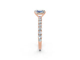 Rose gold Emerald Cut Diamond Pavé Band Solitaire Ring with Prong Setting_2