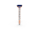 Rose gold Emerald Cut Diamond Pavé Band Solitaire Ring with Prong Setting_2