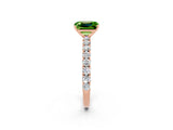 Rose gold Emerald Cut Diamond Pavé Band Solitaire Ring with Prong Setting_2