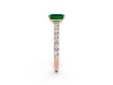 Rose gold Emerald Cut Diamond Pavé Band Solitaire Ring with Prong Setting_2