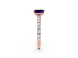 Rose gold Emerald Cut Diamond Pavé Band Solitaire Ring with Prong Setting_2