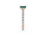Rose gold Emerald Cut Diamond Pavé Band Solitaire Ring with Prong Setting_2