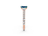 Rose gold Emerald Cut Diamond Pavé Band Solitaire Ring with Prong Setting_2