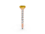 Rose gold Emerald Cut Diamond Pavé Band Solitaire Ring with Prong Setting_2