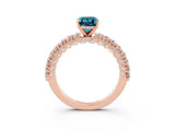 Rose gold Emerald Cut Diamond Pavé Band Solitaire Ring with Prong Setting_3