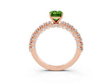 Rose gold Emerald Cut Diamond Pavé Band Solitaire Ring with Prong Setting_3