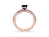 Rose gold Emerald Cut Diamond Pavé Band Solitaire Ring with Prong Setting_3