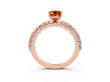 Rose gold Emerald Cut Diamond Pavé Band Solitaire Ring with Prong Setting_3