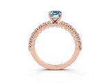 Rose gold Emerald Cut Diamond Pavé Band Solitaire Ring with Prong Setting_3