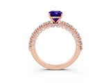 Rose gold Emerald Cut Diamond Pavé Band Solitaire Ring with Prong Setting_3