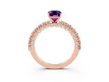 Rose gold Emerald Cut Diamond Pavé Band Solitaire Ring with Prong Setting_3
