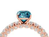 Rose gold Emerald Cut Diamond Pavé Band Solitaire Ring with Prong Setting_4