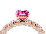Rose gold Emerald Cut Diamond Pavé Band Solitaire Ring with Prong Setting_4