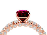 Rose gold Emerald Cut Diamond Pavé Band Solitaire Ring with Prong Setting_4