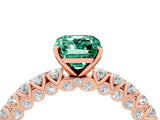 Rose gold Emerald Cut Diamond Pavé Band Solitaire Ring with Prong Setting_4