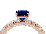 Rose gold Emerald Cut Diamond Pavé Band Solitaire Ring with Prong Setting_4