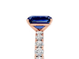 Rose gold Emerald Cut Diamond Pavé Band Solitaire Ring with Prong Setting_5