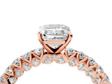 Rose gold Emerald Cut Diamond Pavé Band Solitaire Ring with Prong Setting_80