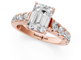 Rose gold Emerald Cut Diamond Pavé Band Solitaire with Four-Prong Setting_25