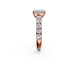 Rose gold Emerald Cut Diamond Pavé Band Solitaire with Four-Prong Setting_26