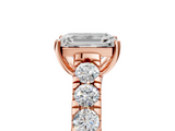 Rose gold Emerald Cut Diamond Pavé Band Solitaire with Four-Prong Setting_29