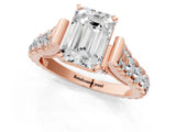 Rose gold Emerald Cut Diamond Pavé Band Solitaire with Four-Prong Setting_34