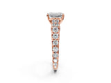 Rose gold Emerald Cut Diamond Pavé Band Solitaire with Four-Prong Setting_35