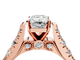 Rose gold Emerald Cut Diamond Pavé Band Solitaire with Four-Prong Setting_37