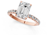 Rose gold Emerald Cut Diamond Pavé Band Solitaire with Four-Prong Setting_4
