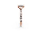 Rose gold Emerald Cut Diamond Pavé Band Solitaire with Four-Prong Setting_5