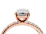 Rose gold Emerald Cut Diamond Pavé Band with Four-Prong Setting_89