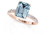 Rose gold Emerald Cut Diamond Pavé Band with Six-Prong Setting_1