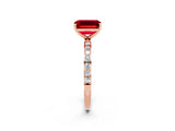 Rose gold Emerald Cut Diamond Pavé Band with Six-Prong Setting_2
