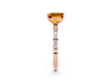 Rose gold Emerald Cut Diamond Pavé Band with Six-Prong Setting_2