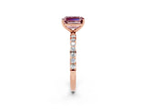 Rose gold Emerald Cut Diamond Pavé Band with Six-Prong Setting_2