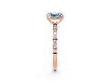Rose gold Emerald Cut Diamond Pavé Band with Six-Prong Setting_2