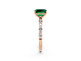 Rose gold Emerald Cut Diamond Pavé Band with Six-Prong Setting_2