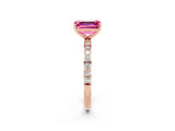Rose gold Emerald Cut Diamond Pavé Band with Six-Prong Setting_2
