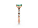 Rose gold Emerald Cut Diamond Pavé Band with Six-Prong Setting_2