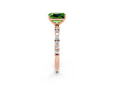 Rose gold Emerald Cut Diamond Pavé Band with Six-Prong Setting_2