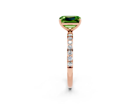 Rose gold Emerald Cut Diamond Pavé Band with Six-Prong Setting_2