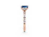 Rose gold Emerald Cut Diamond Pavé Band with Six-Prong Setting_2