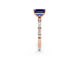 Rose gold Emerald Cut Diamond Pavé Band with Six-Prong Setting_2
