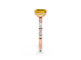 Rose gold Emerald Cut Diamond Pavé Band with Six-Prong Setting_2