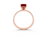 Rose gold Emerald Cut Diamond Pavé Band with Six-Prong Setting_3