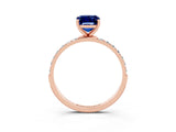 Rose gold Emerald Cut Diamond Pavé Band with Six-Prong Setting_3