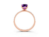 Rose gold Emerald Cut Diamond Pavé Band with Six-Prong Setting_3