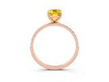 Rose gold Emerald Cut Diamond Pavé Band with Six-Prong Setting_3
